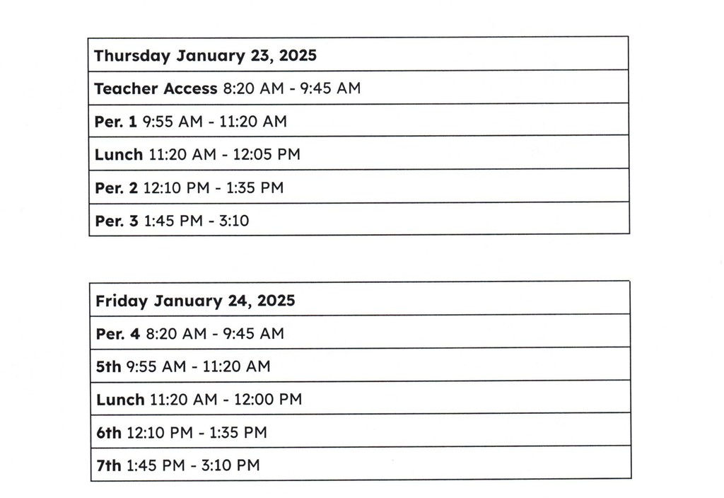 finals schedule