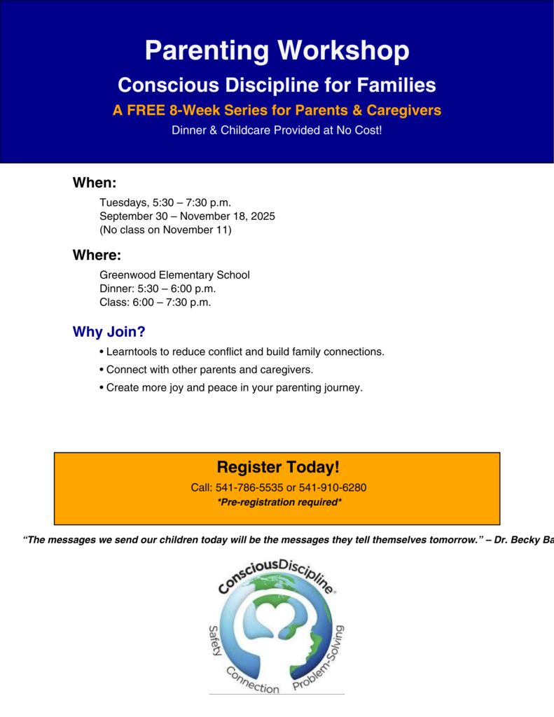 Conscious Discipline for Families Flyer