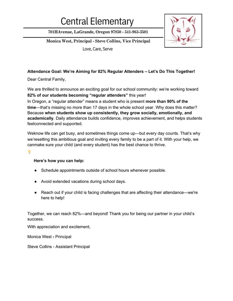 Cougar Attendance Letter