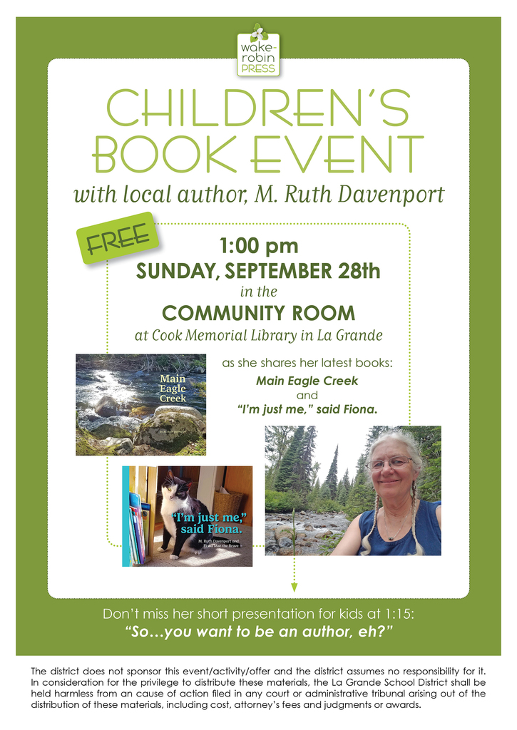 book_event_LGSD photos of author and her two books with details about event