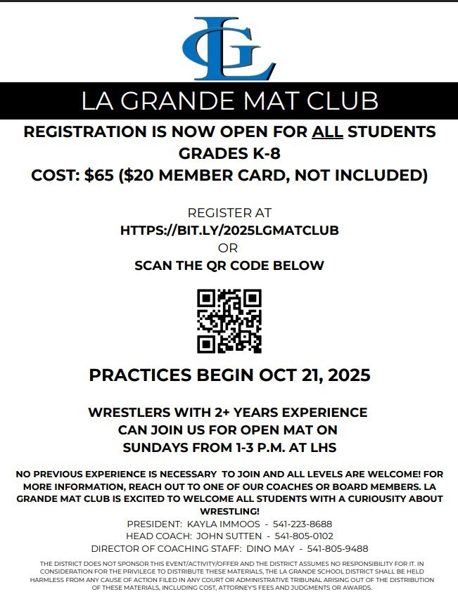 LG logo and text about La Grande Mat Club
