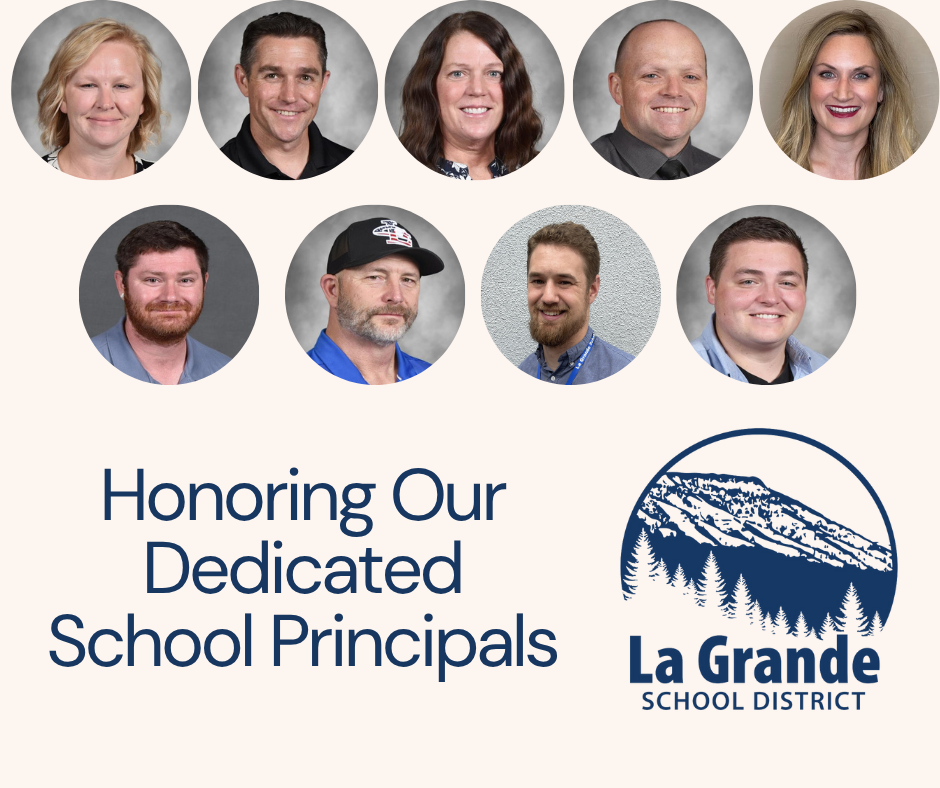 Honoring Our Dedicated School Principals text with photos of each principal and the lGSD logo