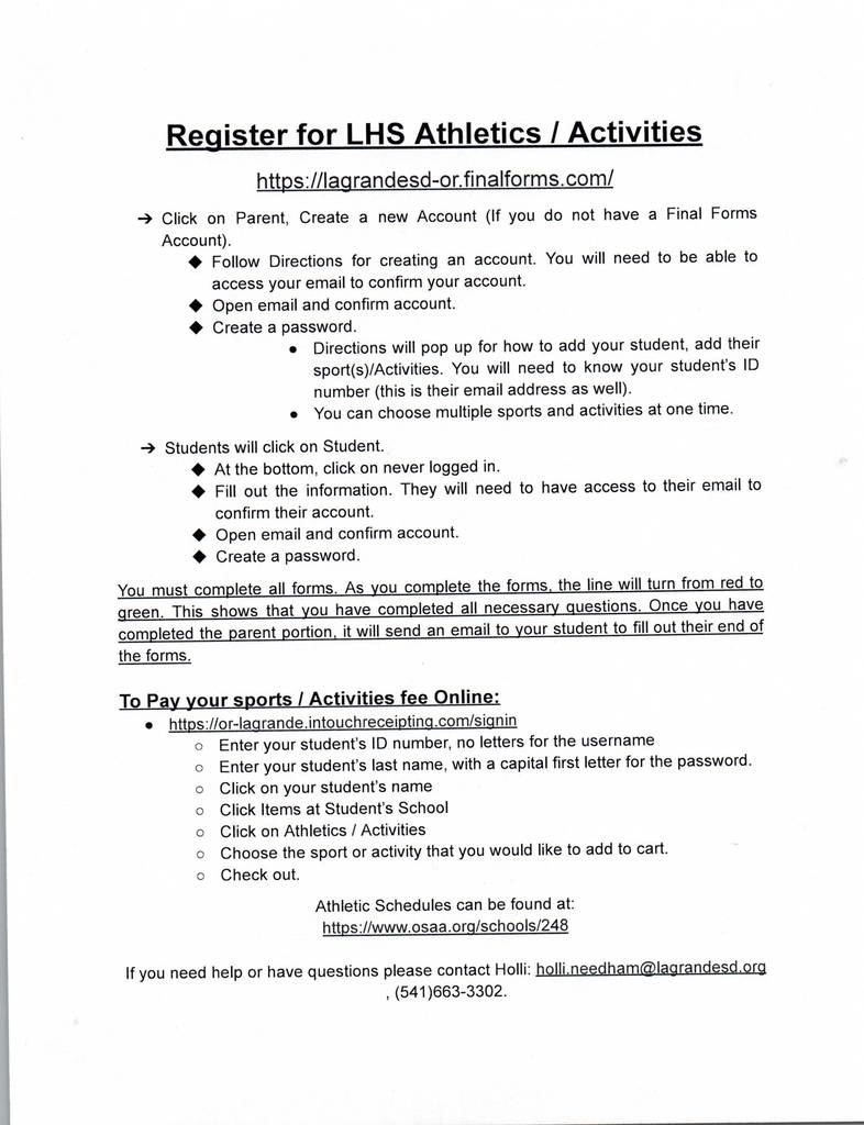 Register for Athletics.