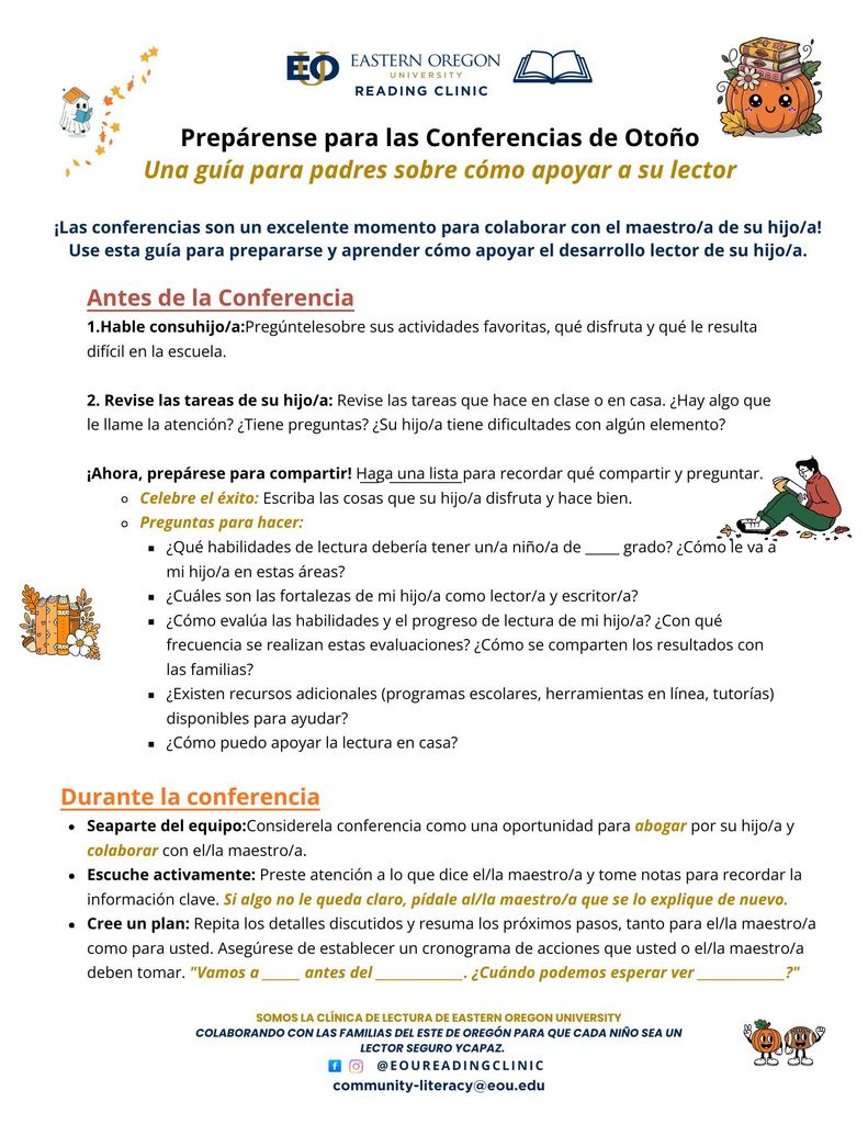 Supporting your reader flyer- spanish version