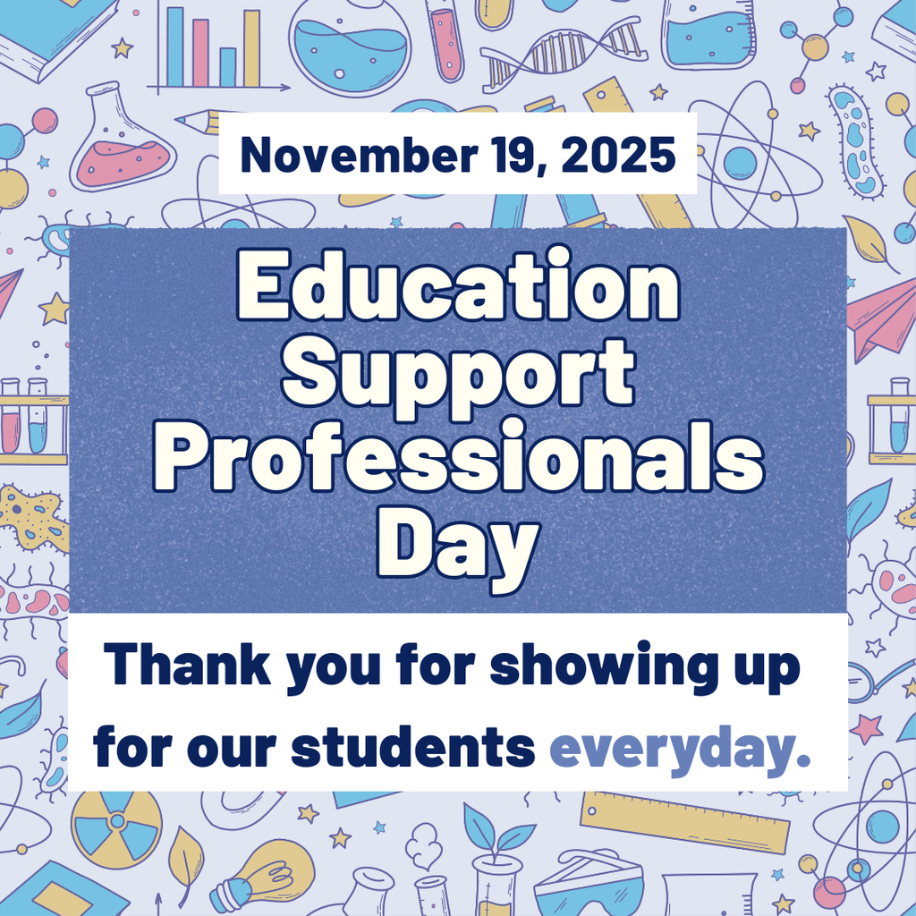 Education Support Professionals Day text with school cartoon images in background