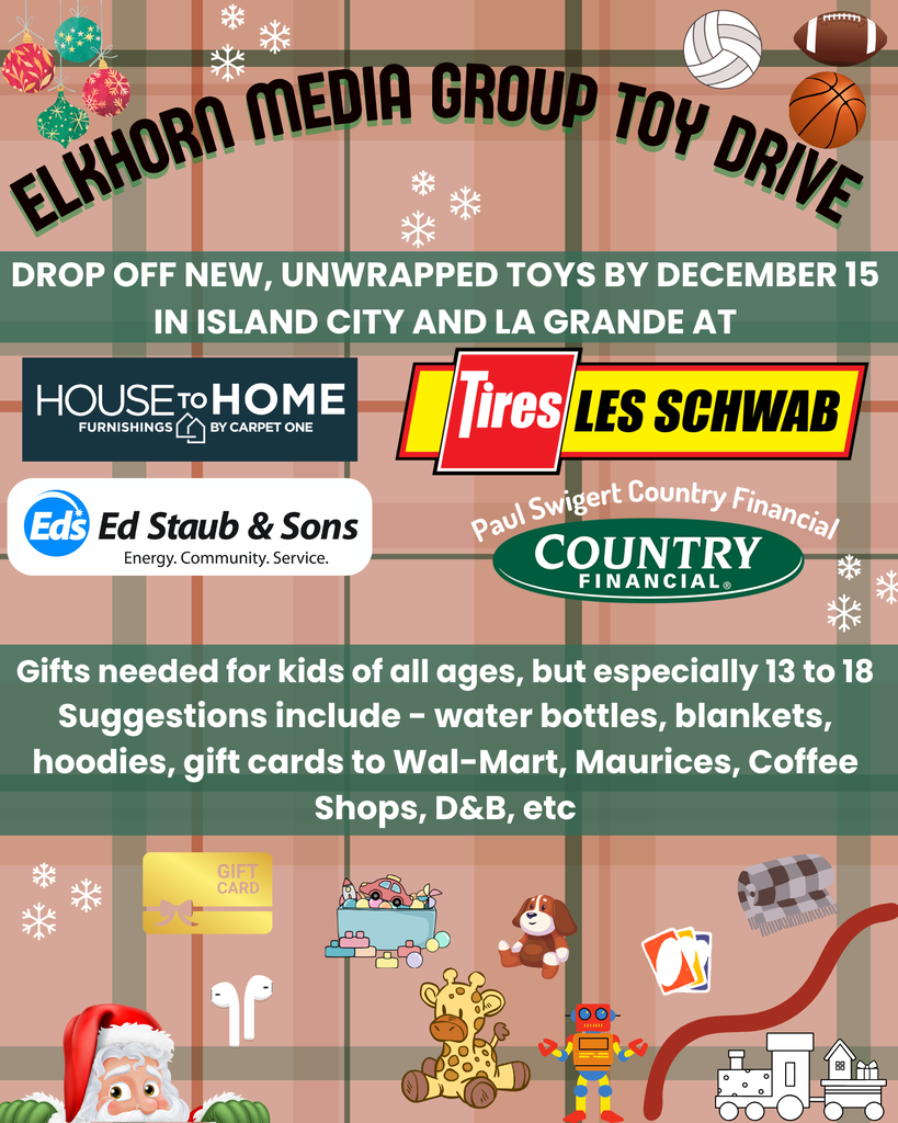 Toy Drive Flyer with images of gifts, Santa and local vendors