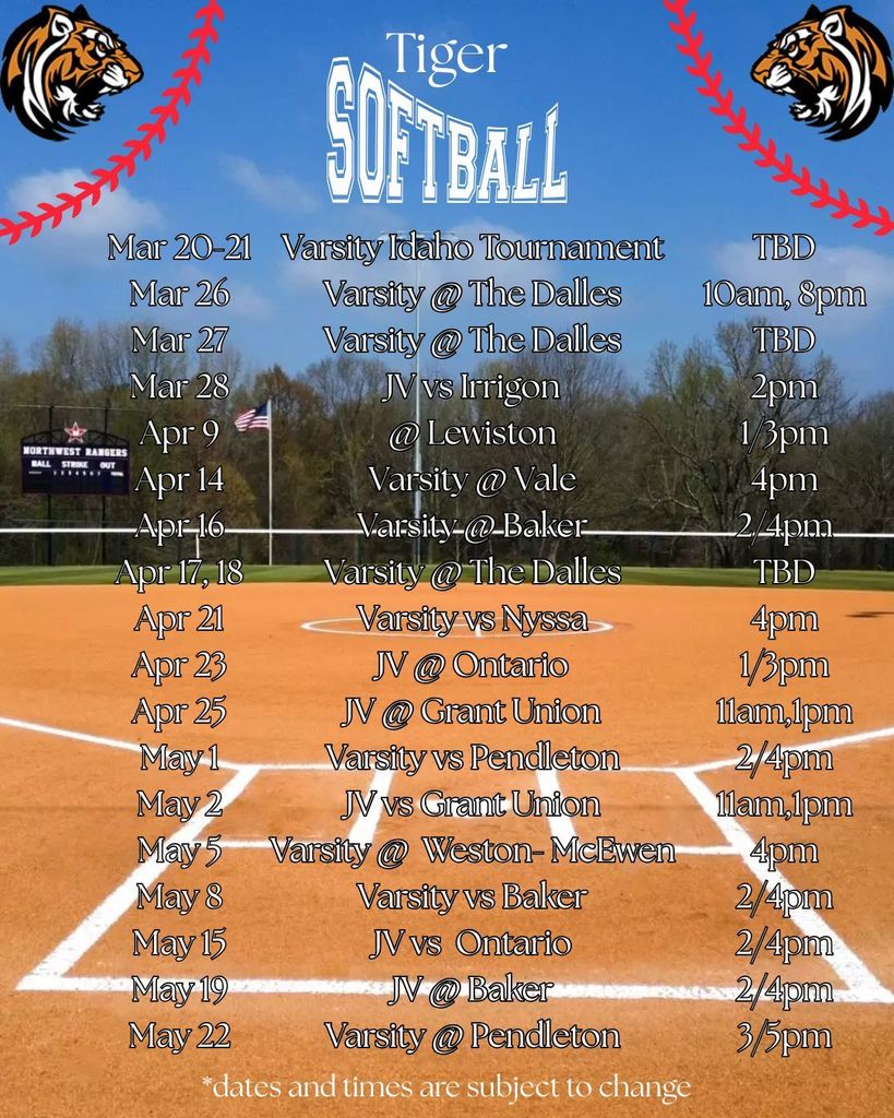 softball schedule