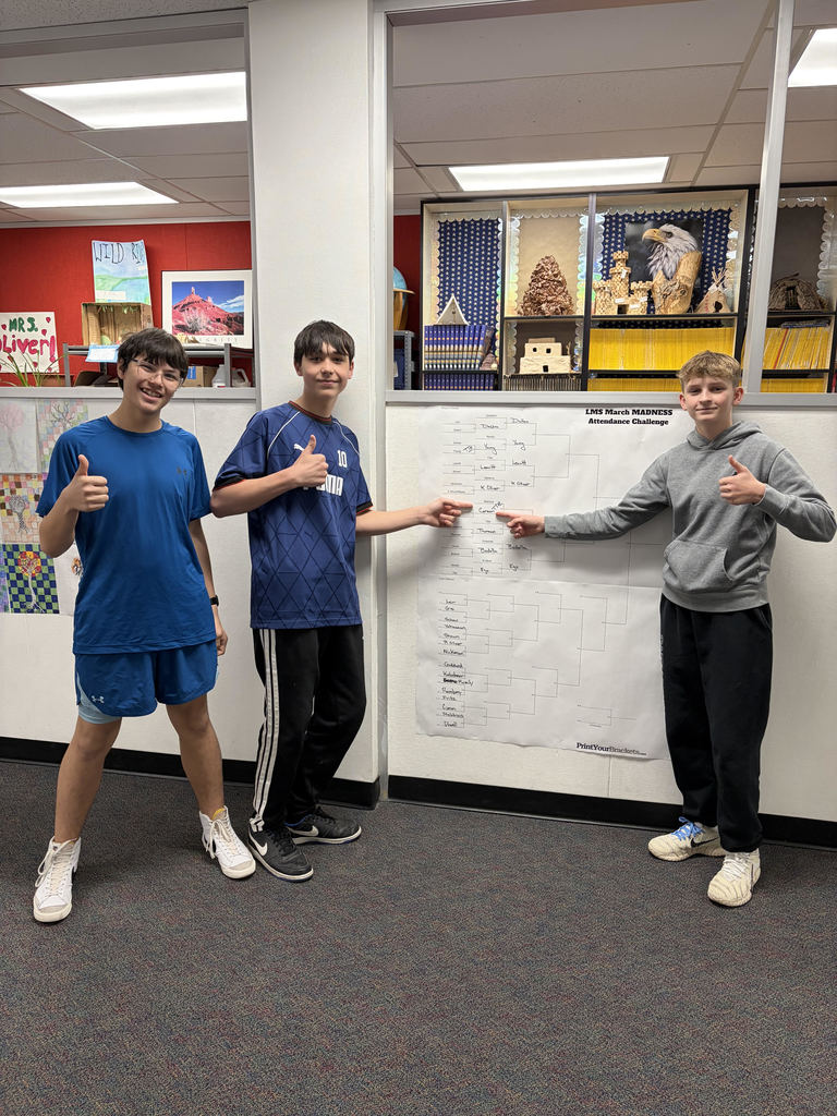 Students showcasing the attendance bracket poster