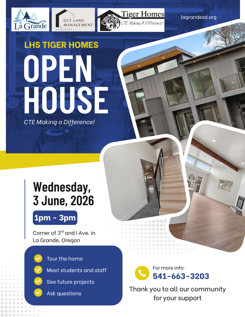 photos of completed tiger home and text about upcoming open house on June 3rd.