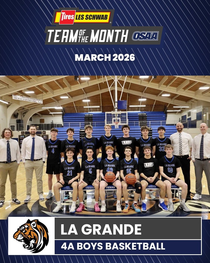photo of LHS boys basketball team the March 2026 Les Schwab Team of the Month