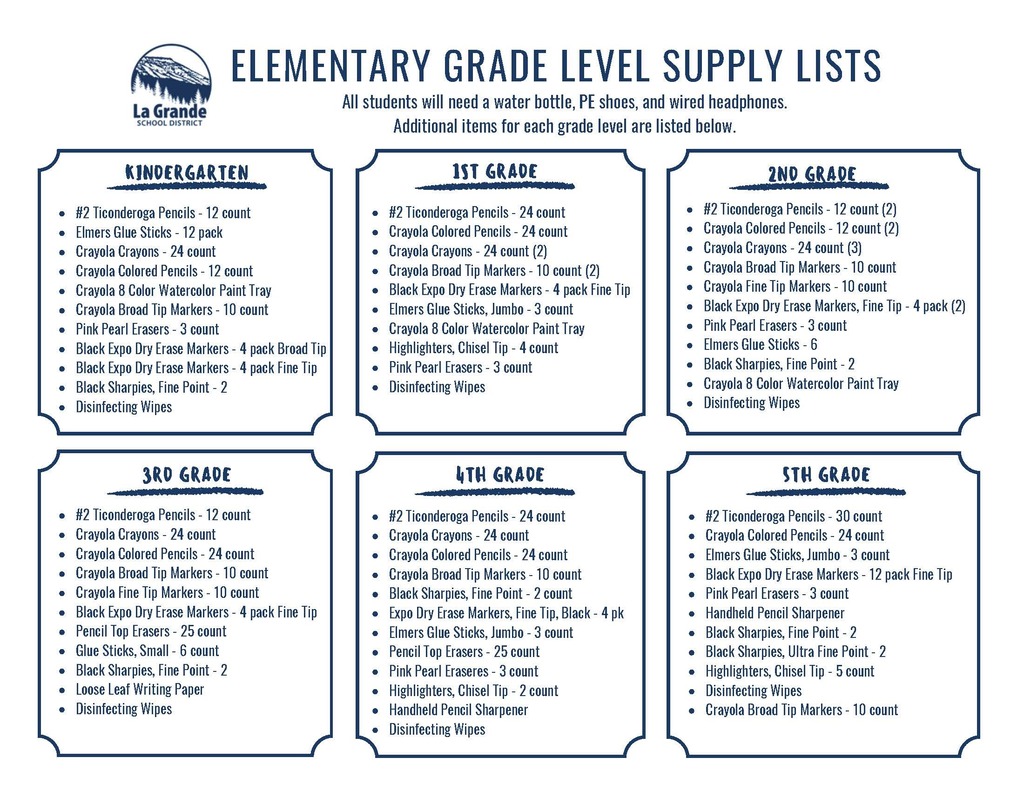 2026-27 K-5 Supply List
