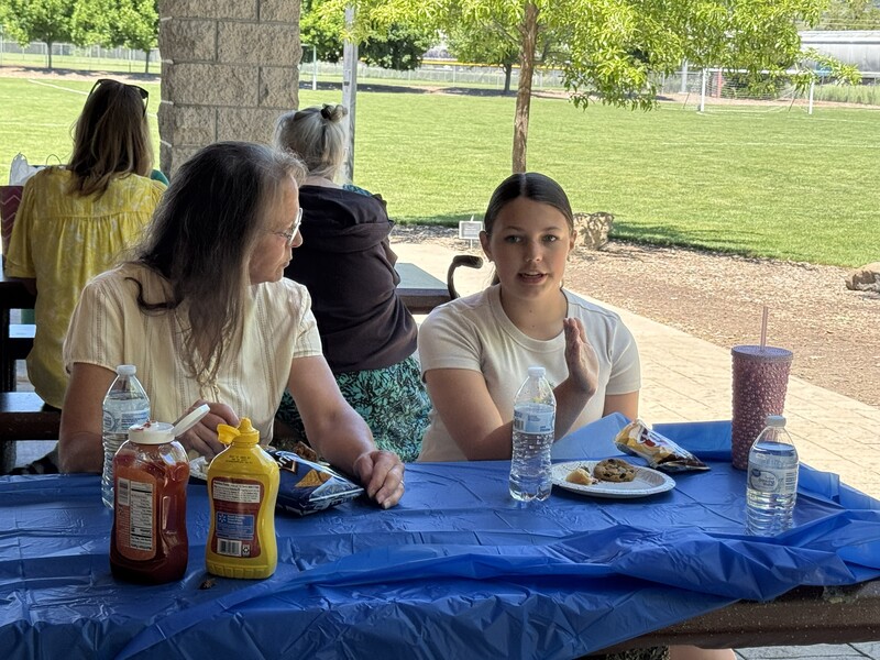 pen pal and student eating lunch