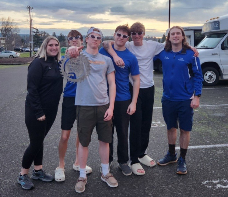 maszk with boys swim team