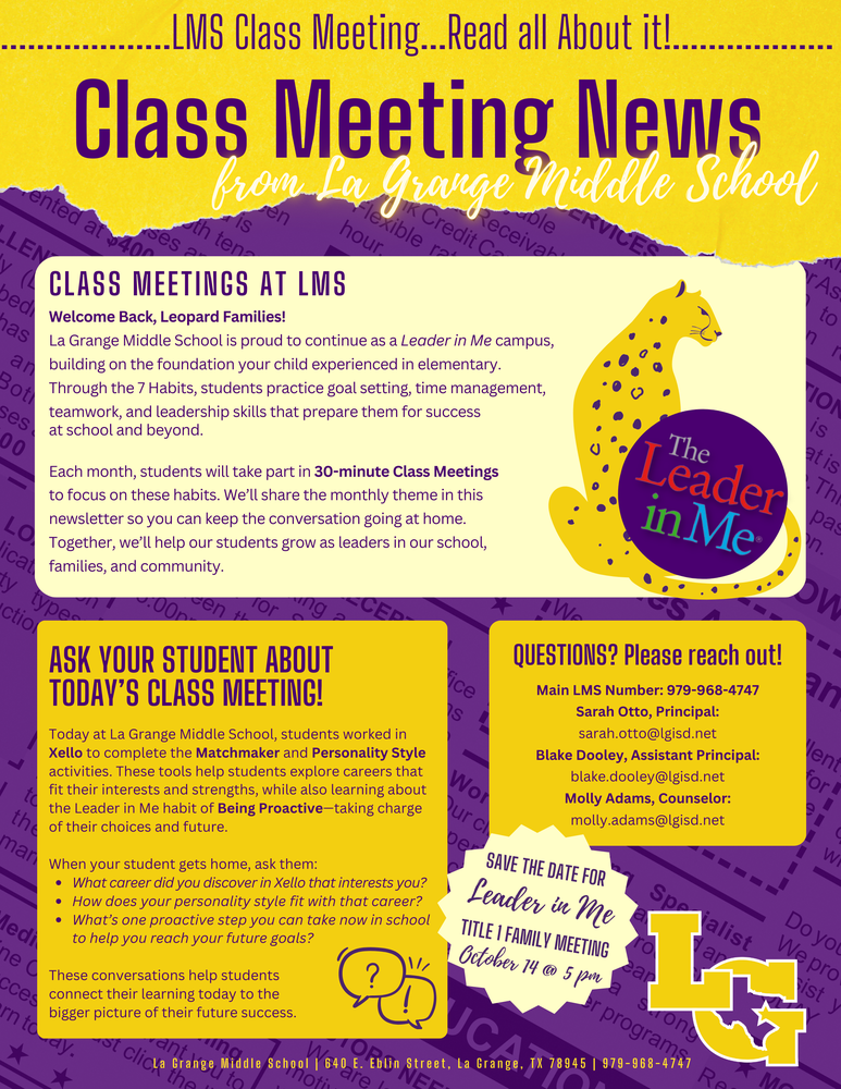 Class Meeting News!