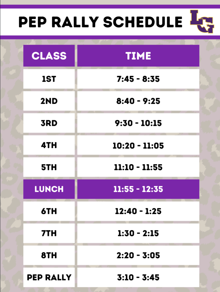 Pep Schedule