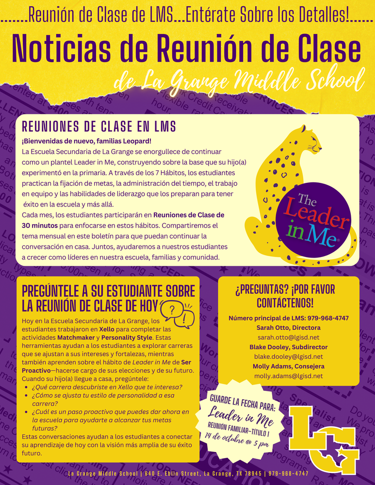 Noticias de Reunion de Clase!