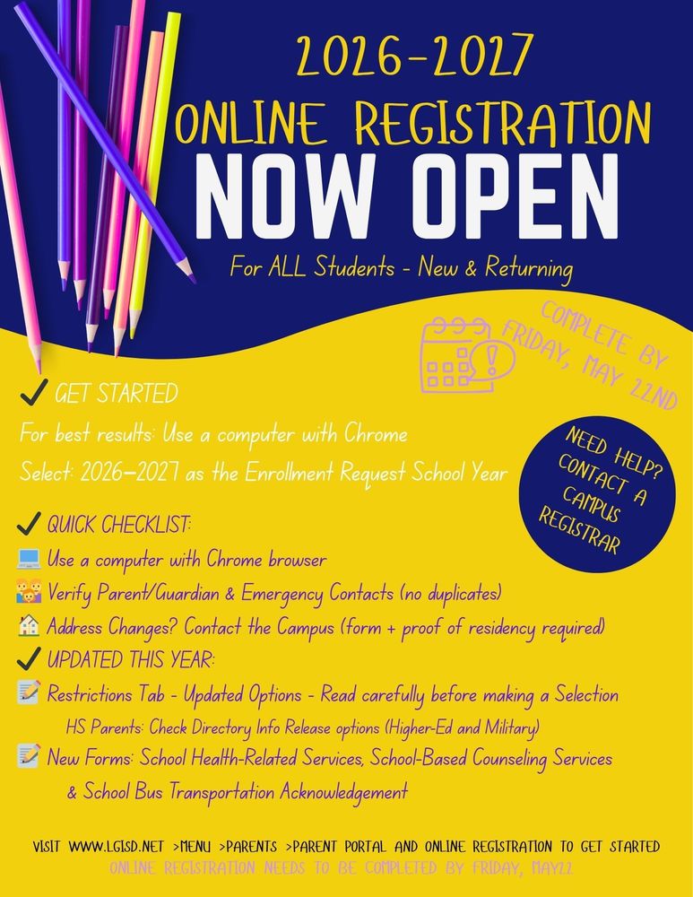 2026-2027 ONLINE REGISTRATION