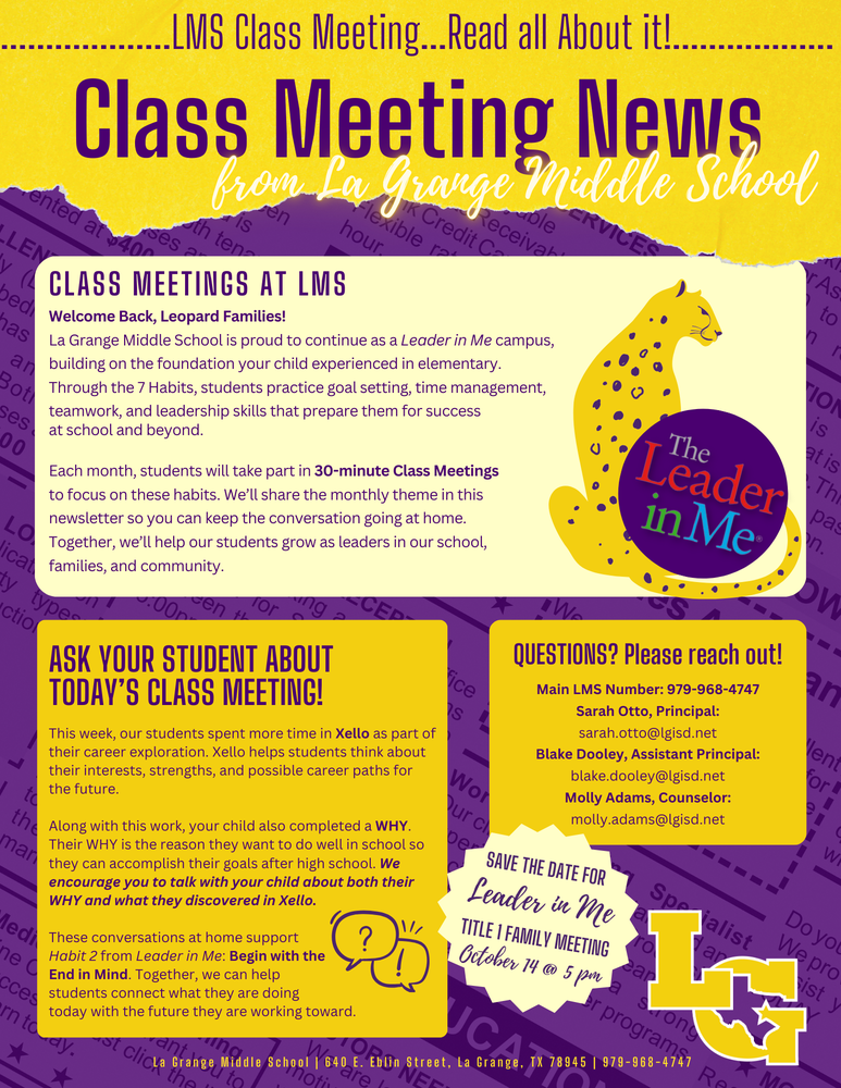 Class Meeting News!