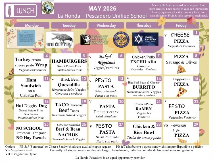 May Lunch Menu