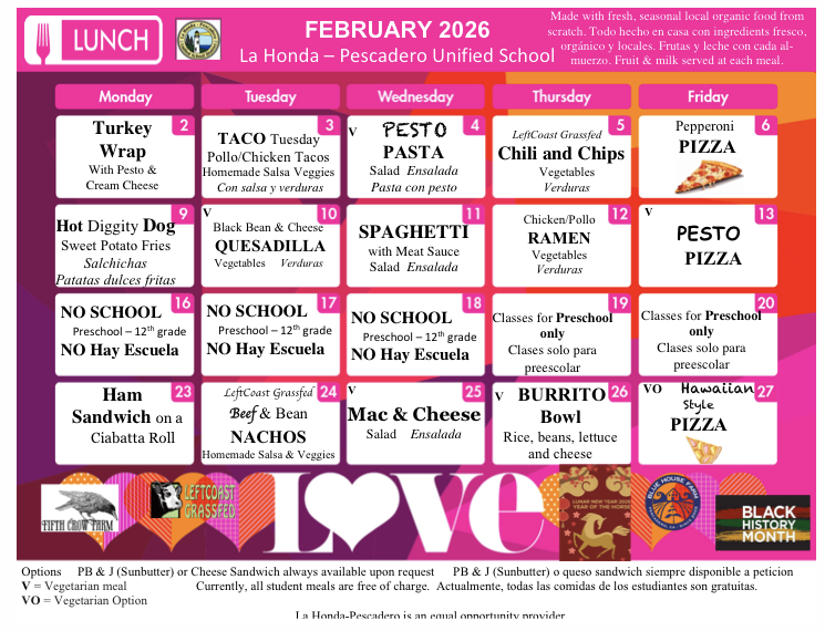 Feb. Menu