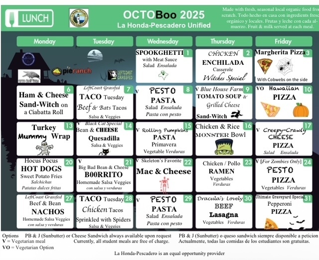 OctoBoo Lunch Menu