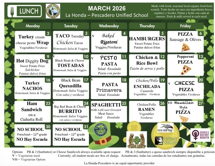 March Lunch Menu
