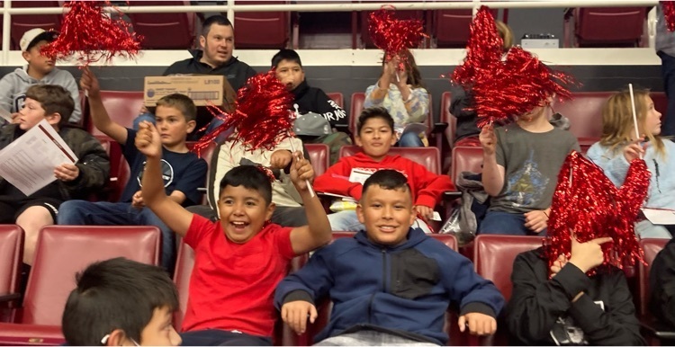 cheering students