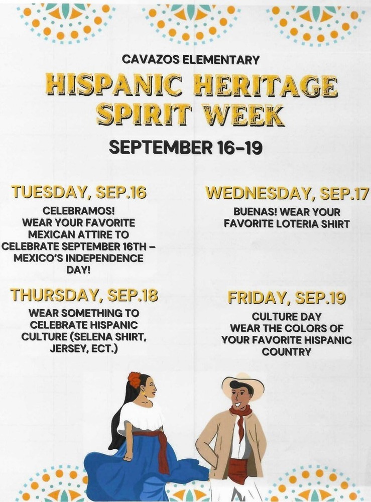 Hispanic heritage spirit week flyer 