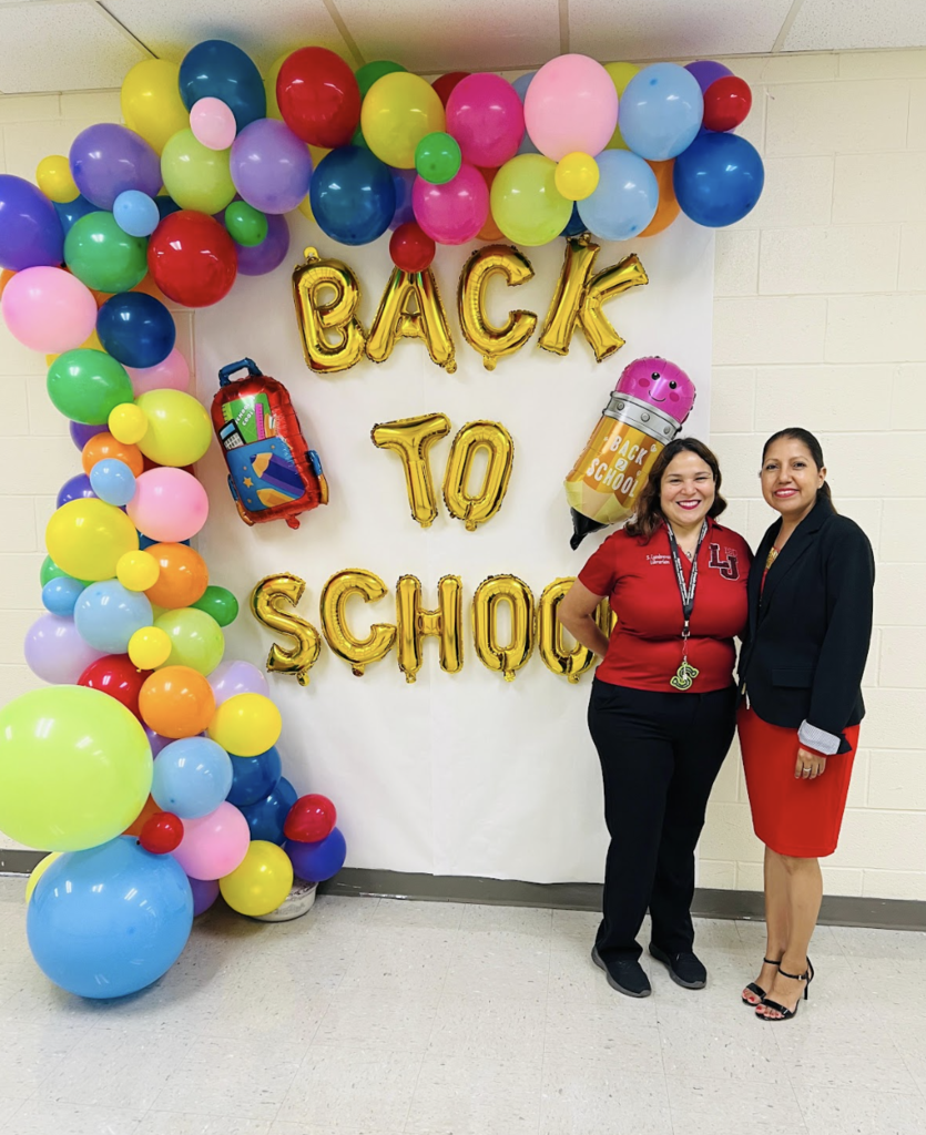 Librarian and Assistant Principal back to school picture