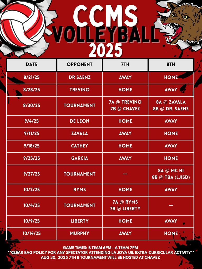 2025 Volleyball Schedule