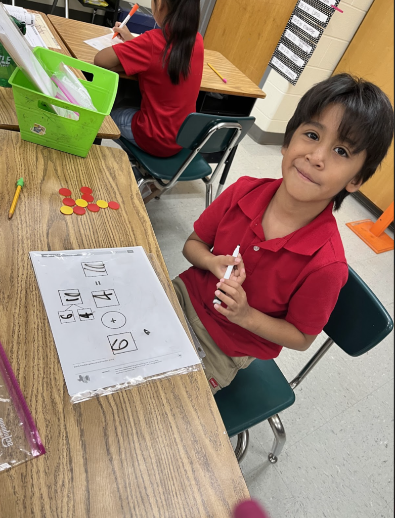 Ms. Sullivan students working with math using manipulatives