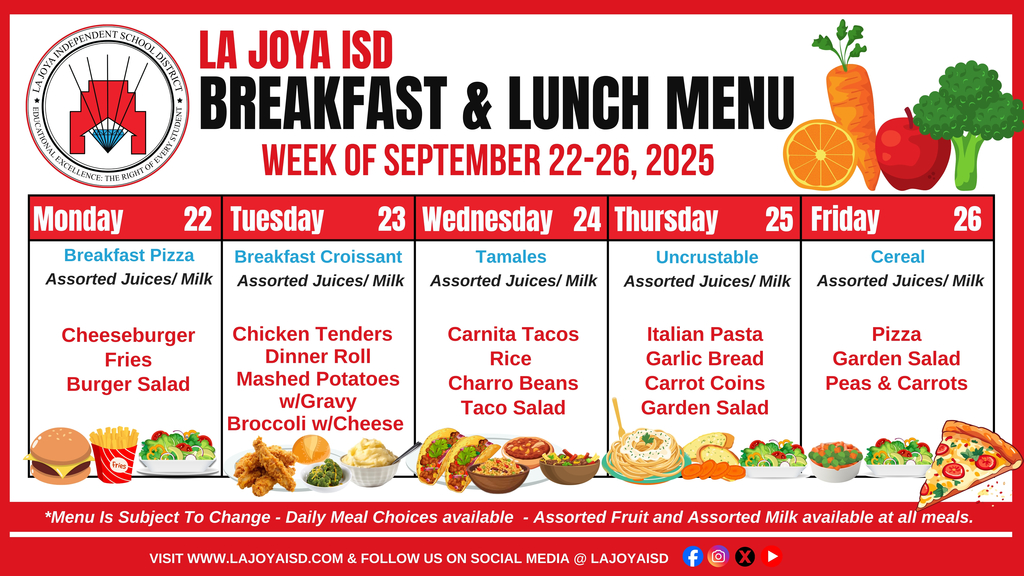 School Lunch August 22-26