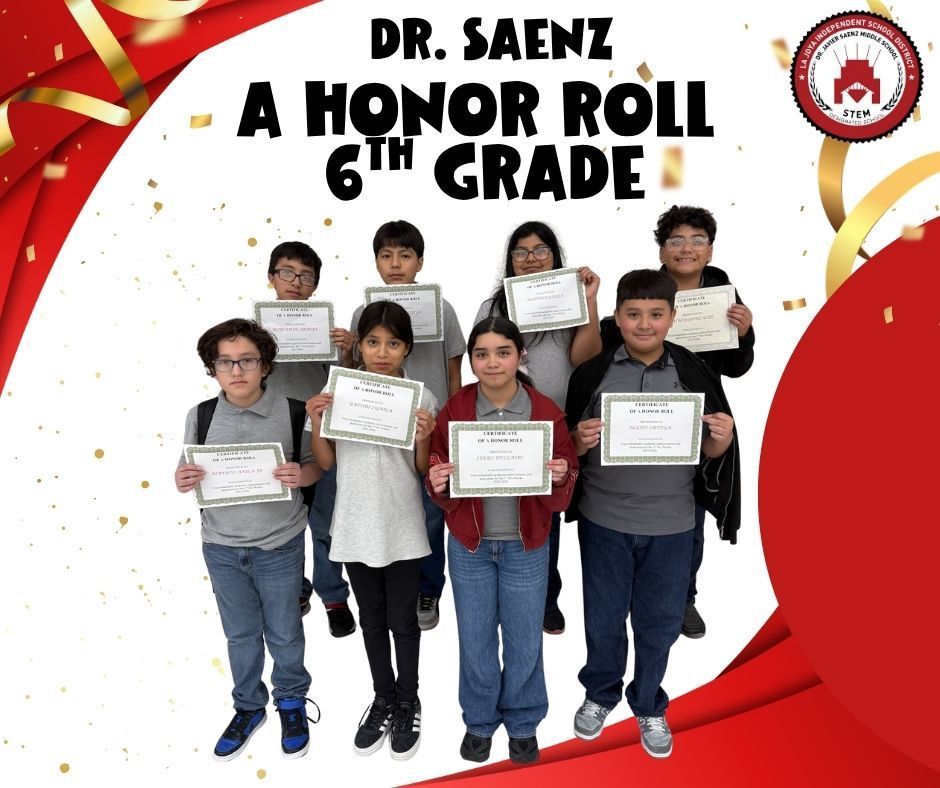 Students posing for their picture for A Honor Roll recognition. 