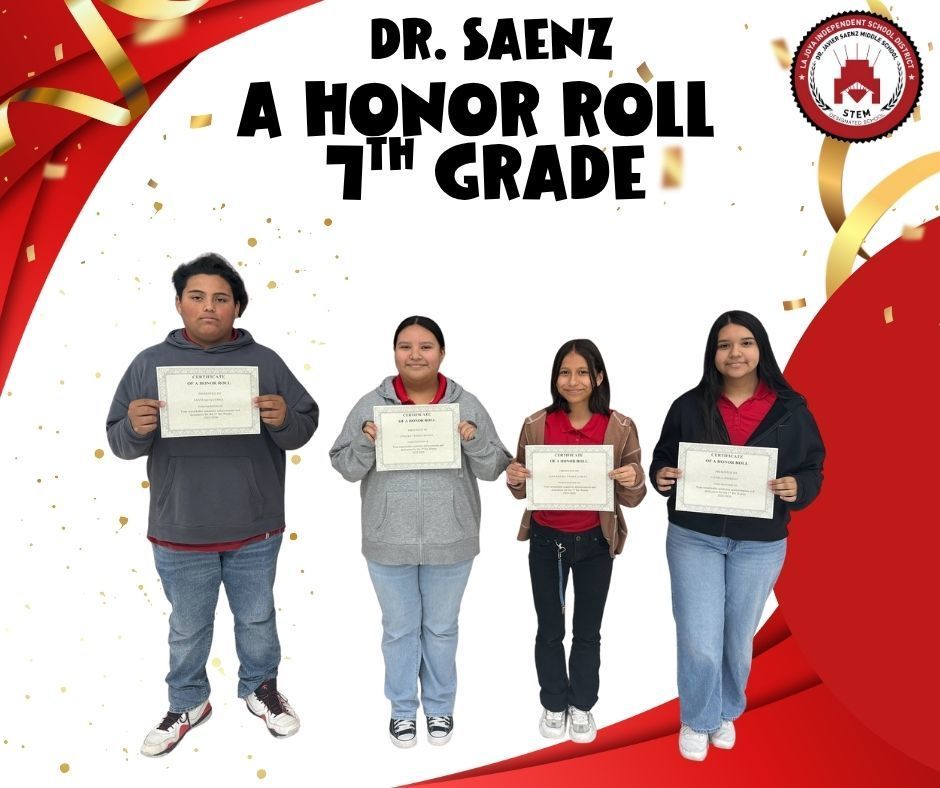 Students posing for their picture for A Honor Roll recognition. 