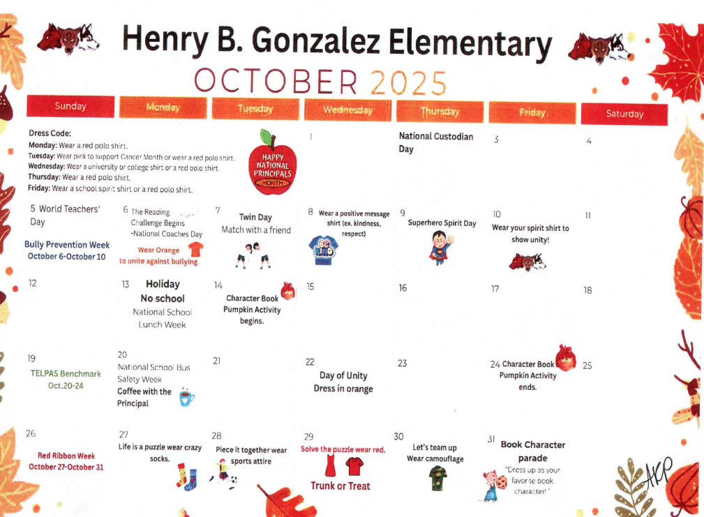 October calendar of events