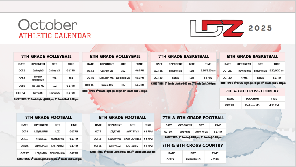 October LDZ Calendar