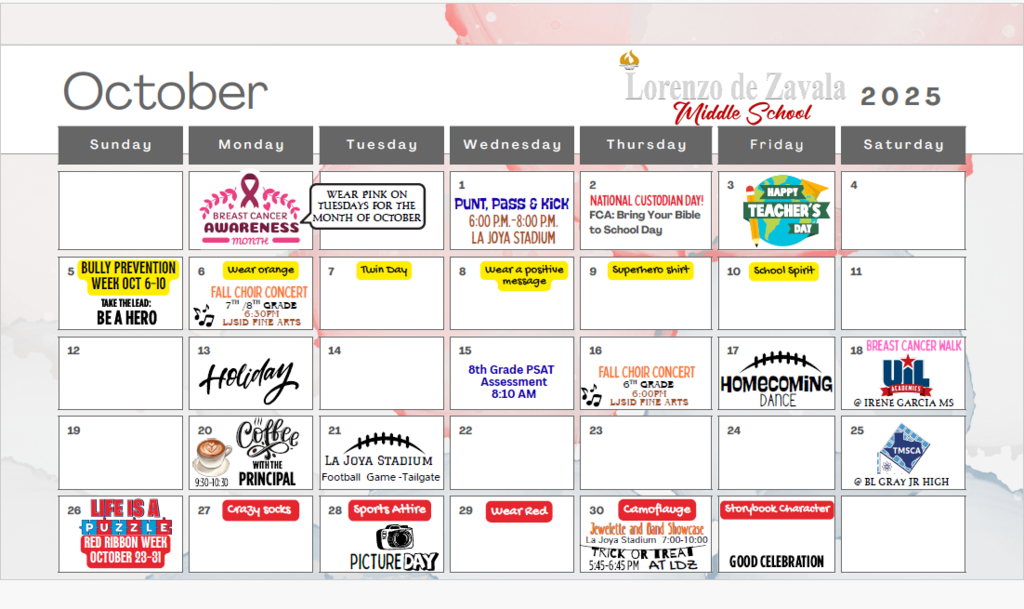 October LDZ Calendar