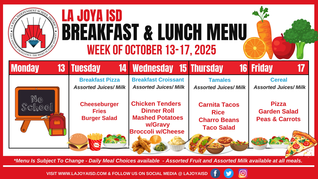 Lunch Menu for 10.13-17.25