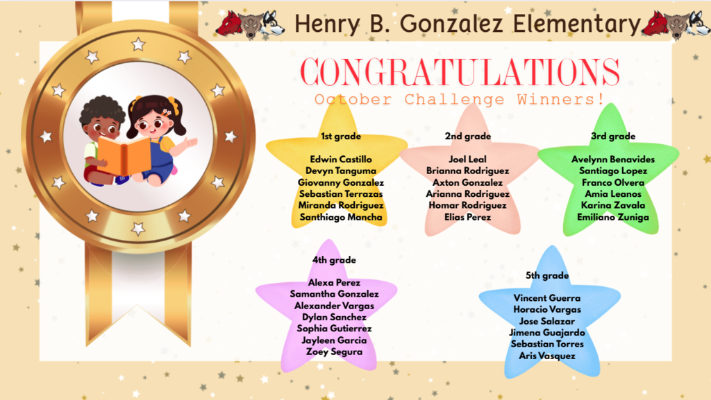 Winners of October Reading Challenge.