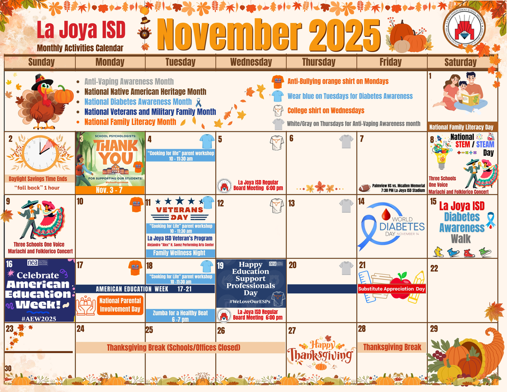 November Monthly Calendar (8