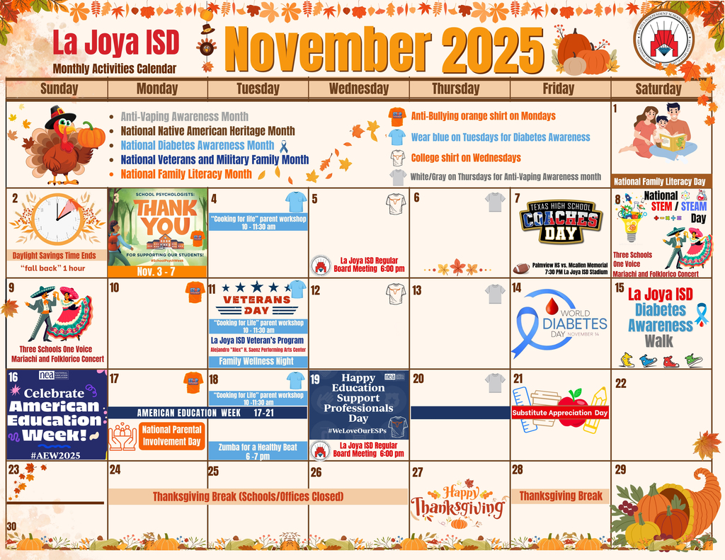 November Monthly Calendar (8