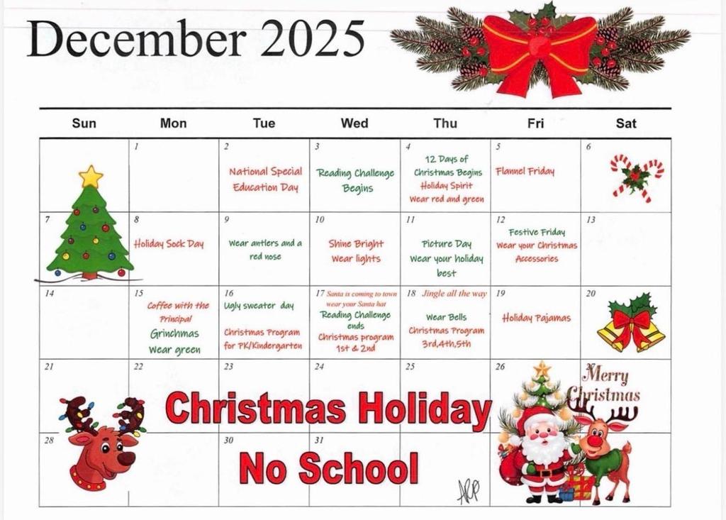 december school calendar