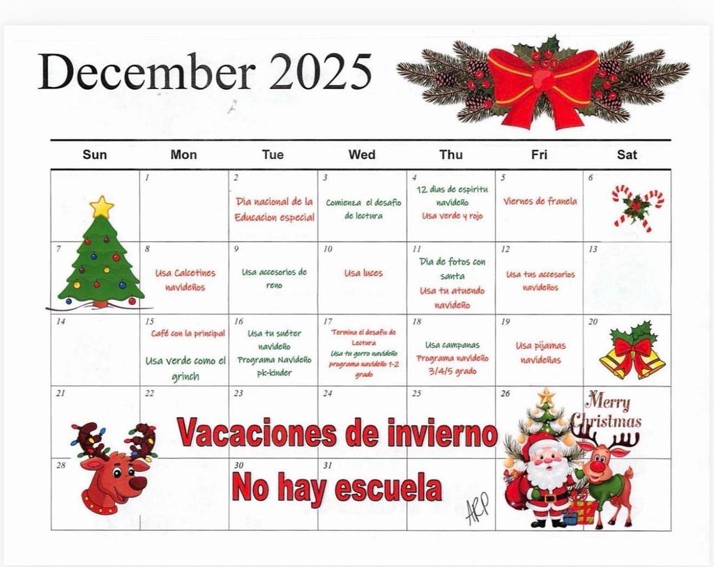 december school calendar