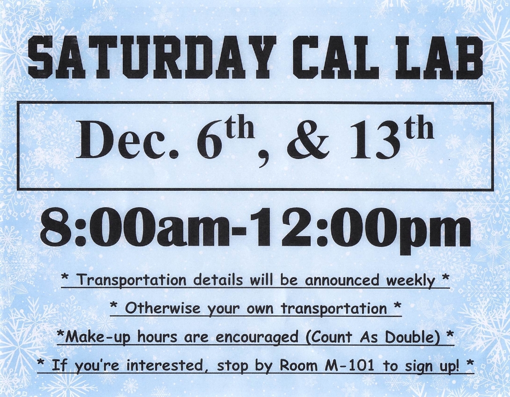 Saturday CAL Lab