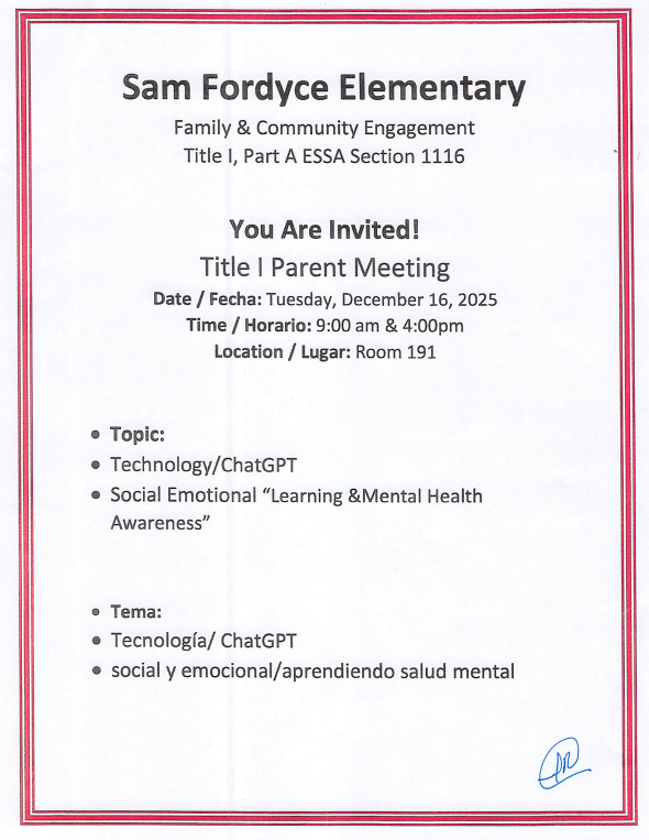 Title 1 Parent Meeting