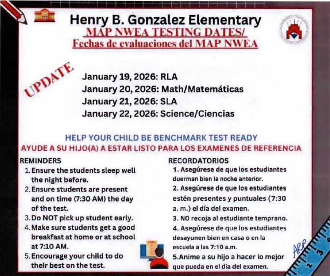 Map testing Dates Update flyer