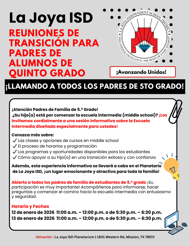 5th Grade Parent Transition meeting Spanish