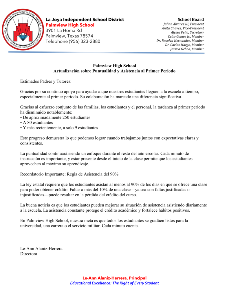 First Period Tardiness & Attendance Update