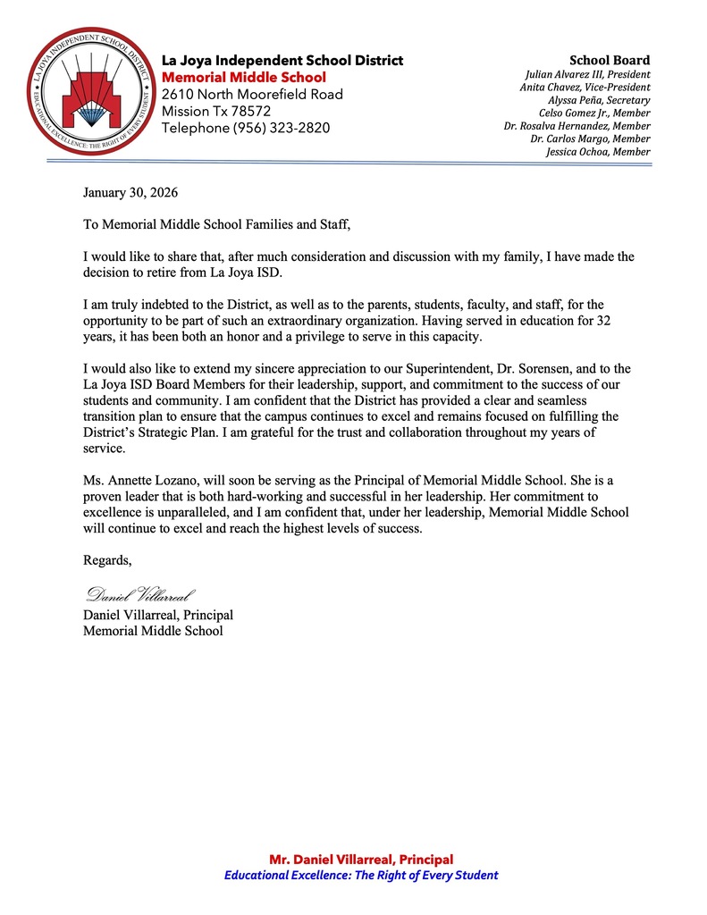 mmm principal letter