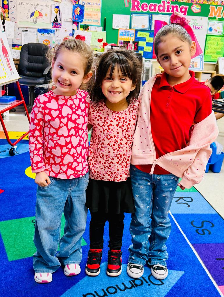 Students wore red and hearts to celebrate love your library week